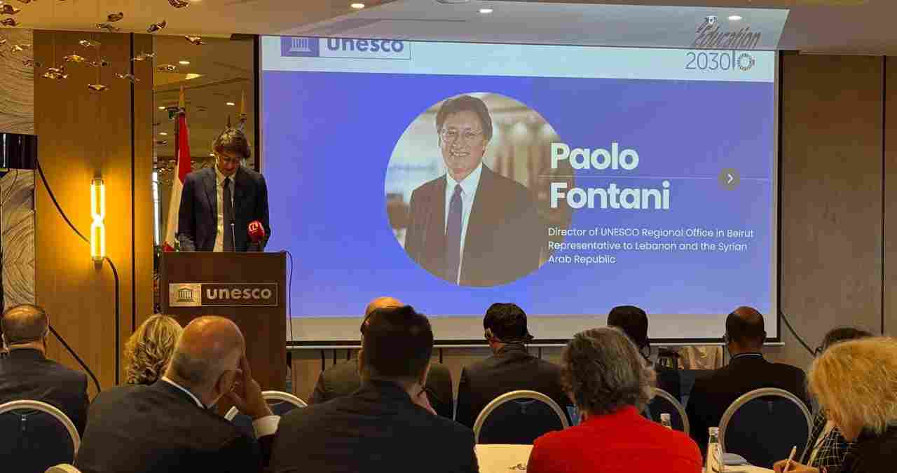 Paolo Fontani, Director of UNESCO’s Regional Office in Beirut, emphasized that “when education stops, everything stops”. (Source: The National News Agency)