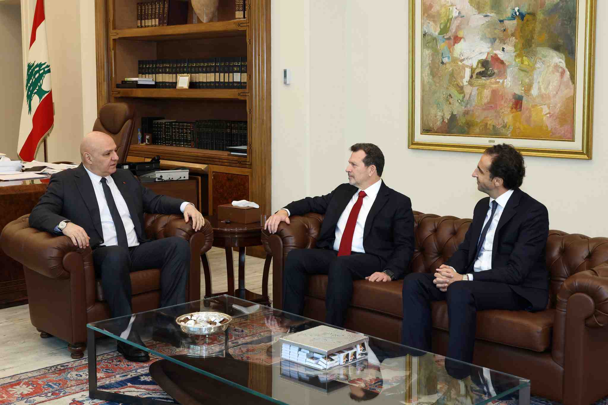 President Joseph Aoun received Minister Shehadeh and Naim Yazbeck, President of Microsoft for the Middle East and Africa, at the presidential palace in Baabda.
