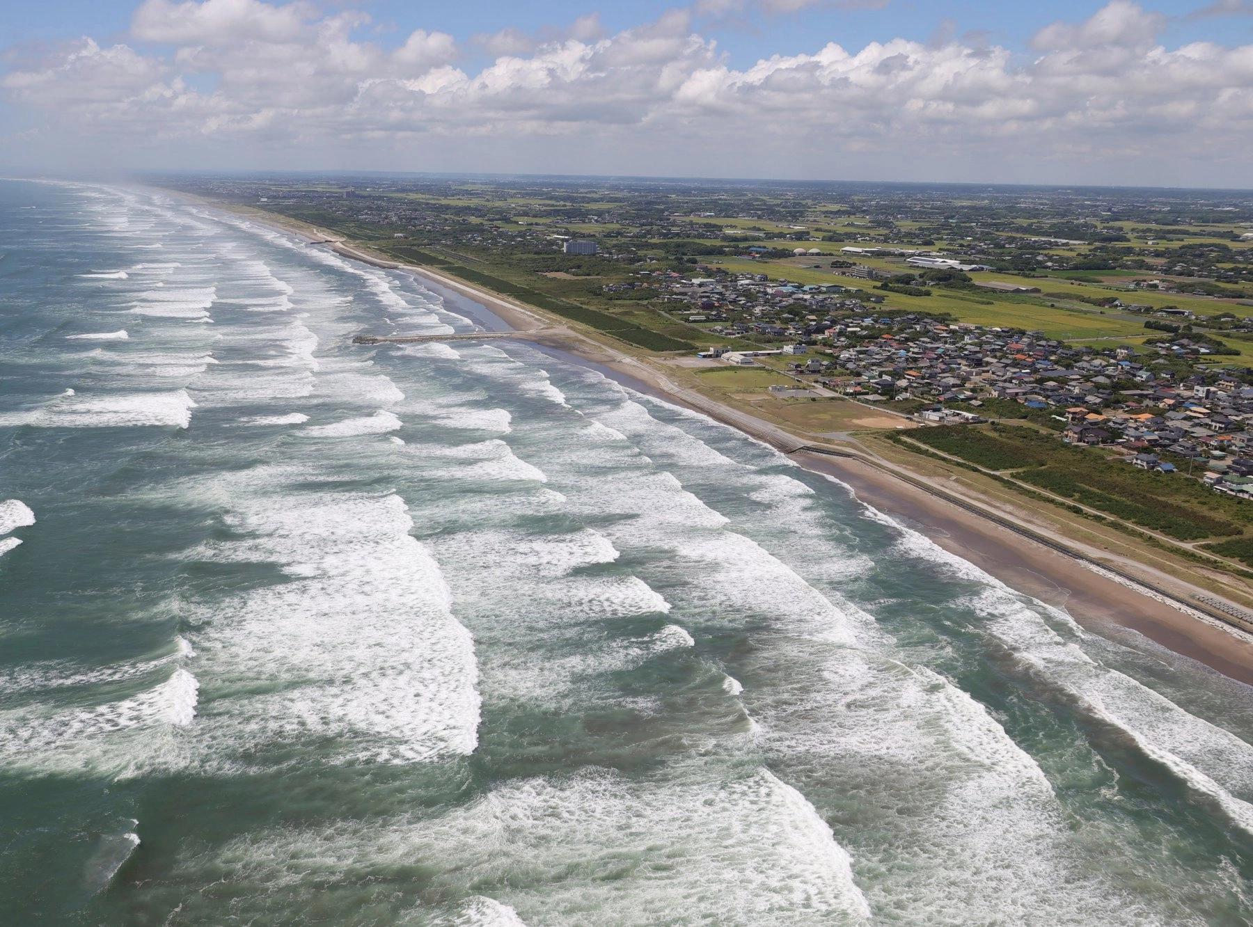 An aerial photograph captures white waves breaking along the Kujukuri Coast in Sosa City, Chiba Prefecture, Japan, following the magnitude 8.8 earthquake that struck Russia’s Kamchatka Peninsula on July 30, 2025. — The Yomiuri Shimbun/AP An aerial photograph captures white waves breaking along the Kujukuri Coast in Sosa City, Chiba Prefecture, Japan, following the magnitude 8.8 earthquake that struck Russia’s Kamchatka Peninsula on July 30, 2025. — The Yomiuri Shimbun/AP