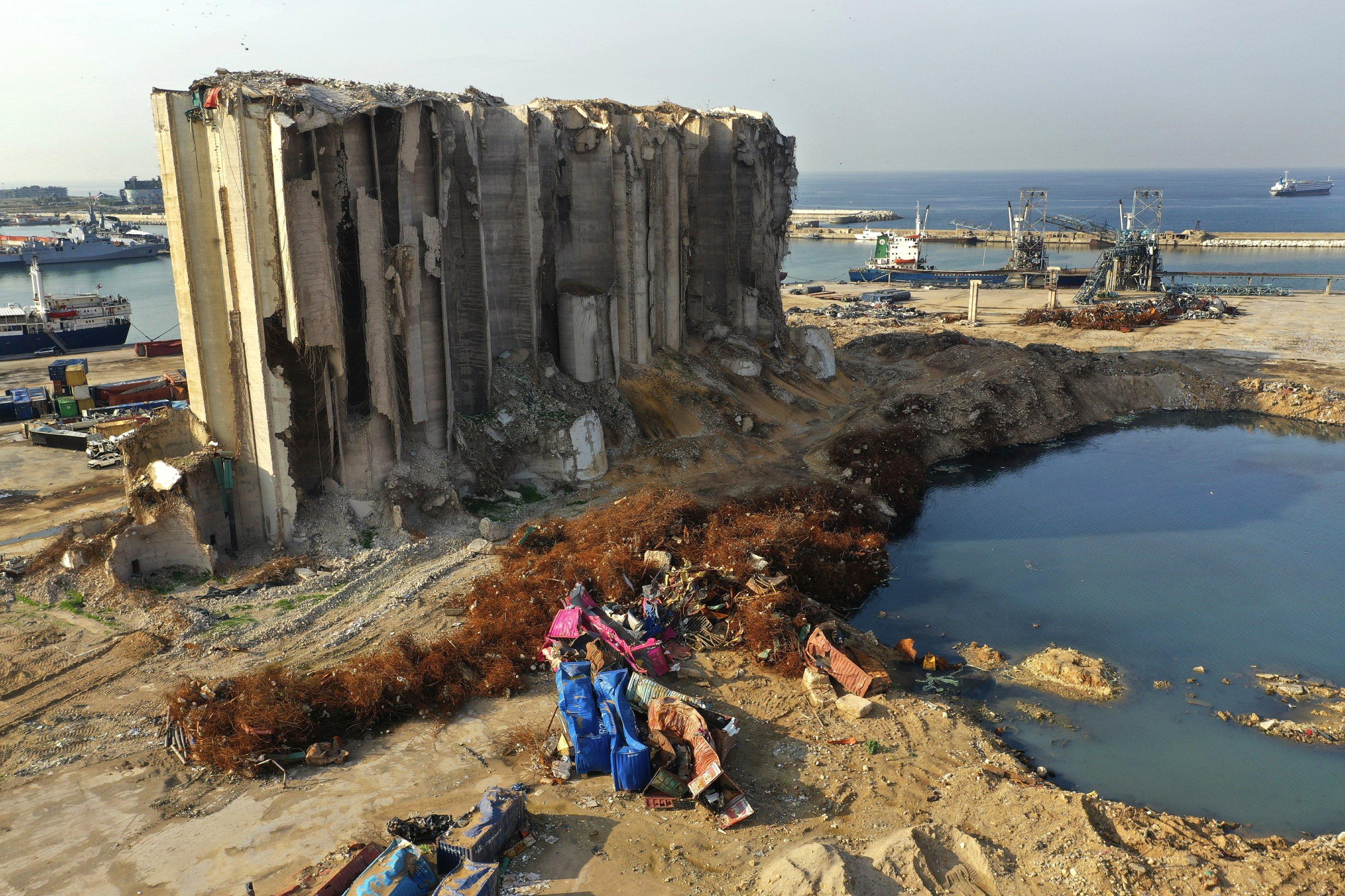The grain silos sustained damage during the Beirut Port explosion. (Source: AP News) The grain silos sustained damage during the Beirut Port explosion. (Source: AP News)