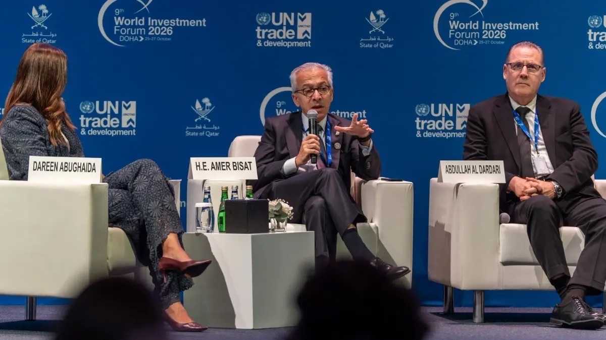 Lebanon’s Economy and Trade Minister Amer Bisat during the World Investment Forum in Doha.