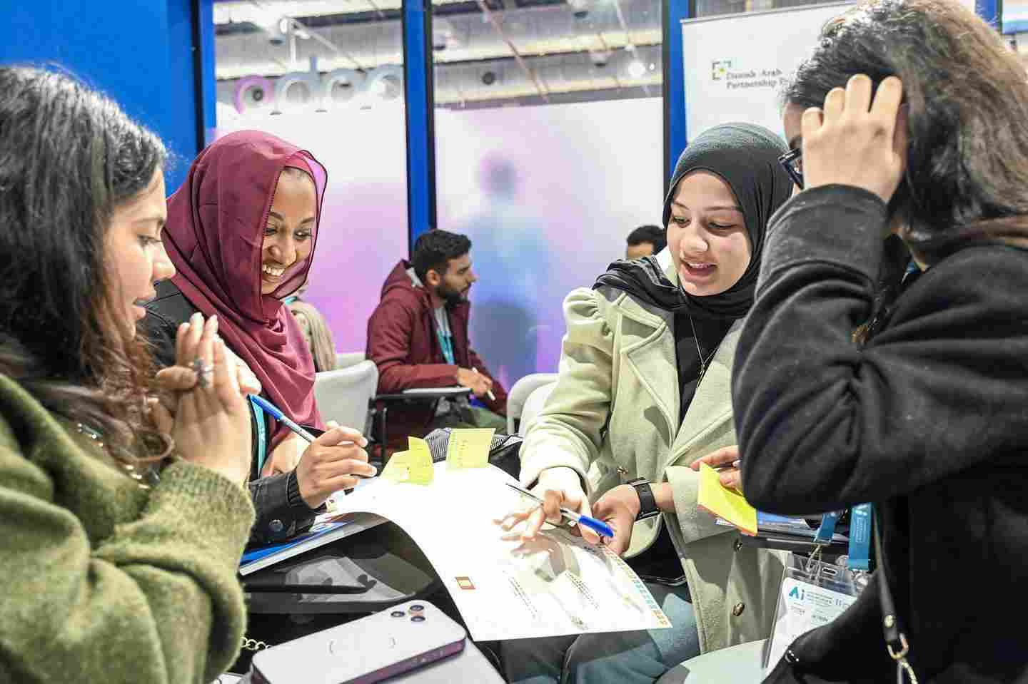 Participants at the Twin Transitions Ideation Bootcamp in Cairo, Egypt where young people had the chance to participate in conversations on climate, peace and security and to share their ideas grounded in the challenges they see around them.