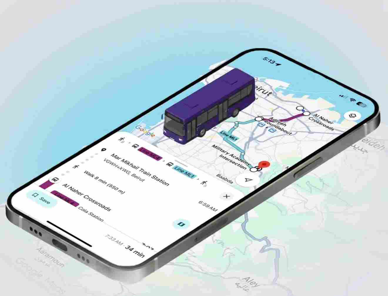 The new service allows users to plan trips using public transport through Google Maps. (Credit: accept.lb on Instagram)