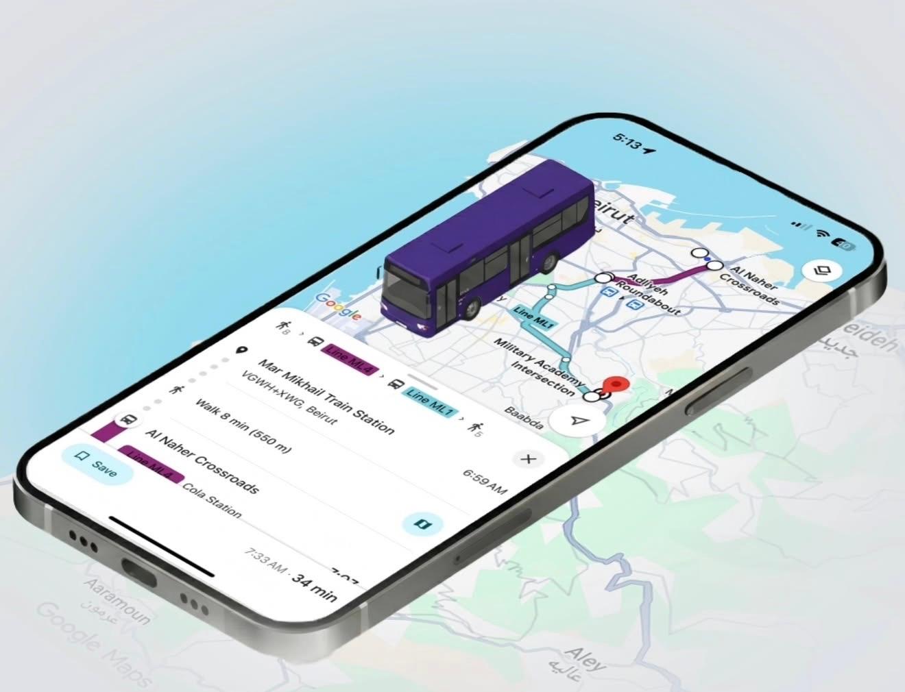 The new service allows users to plan trips using public transport through Google Maps. (Credit: accept.lb on Instagram) The new service allows users to plan trips using public transport through Google Maps. (Credit: accept.lb on Instagram)