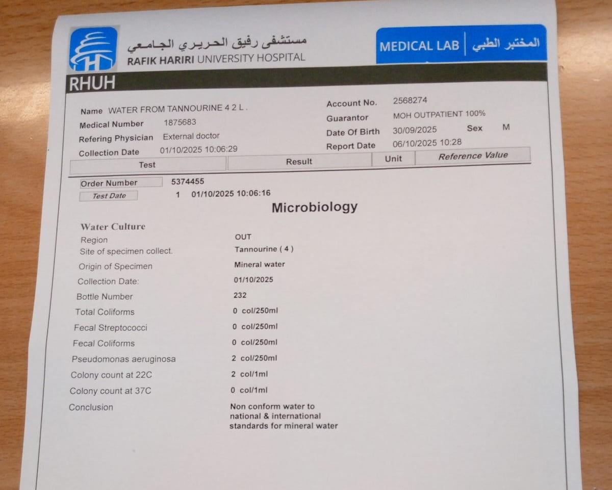 The test results show clear indications of pollutants in multiple samples from distribution and source points. (Source: LBCI) The test results show clear indications of pollutants in multiple samples from distribution and source points. (Source: LBCI)