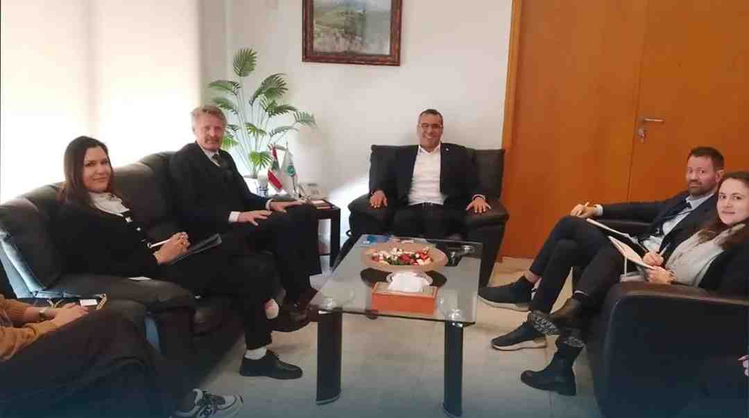 Lebanon’s Minister of Agriculture, Dr. Nizar Hani, received Denmark’s Ambassador to Lebanon, Kristoffer Vivike, at his office. (Credit: Nizar Hani on X)