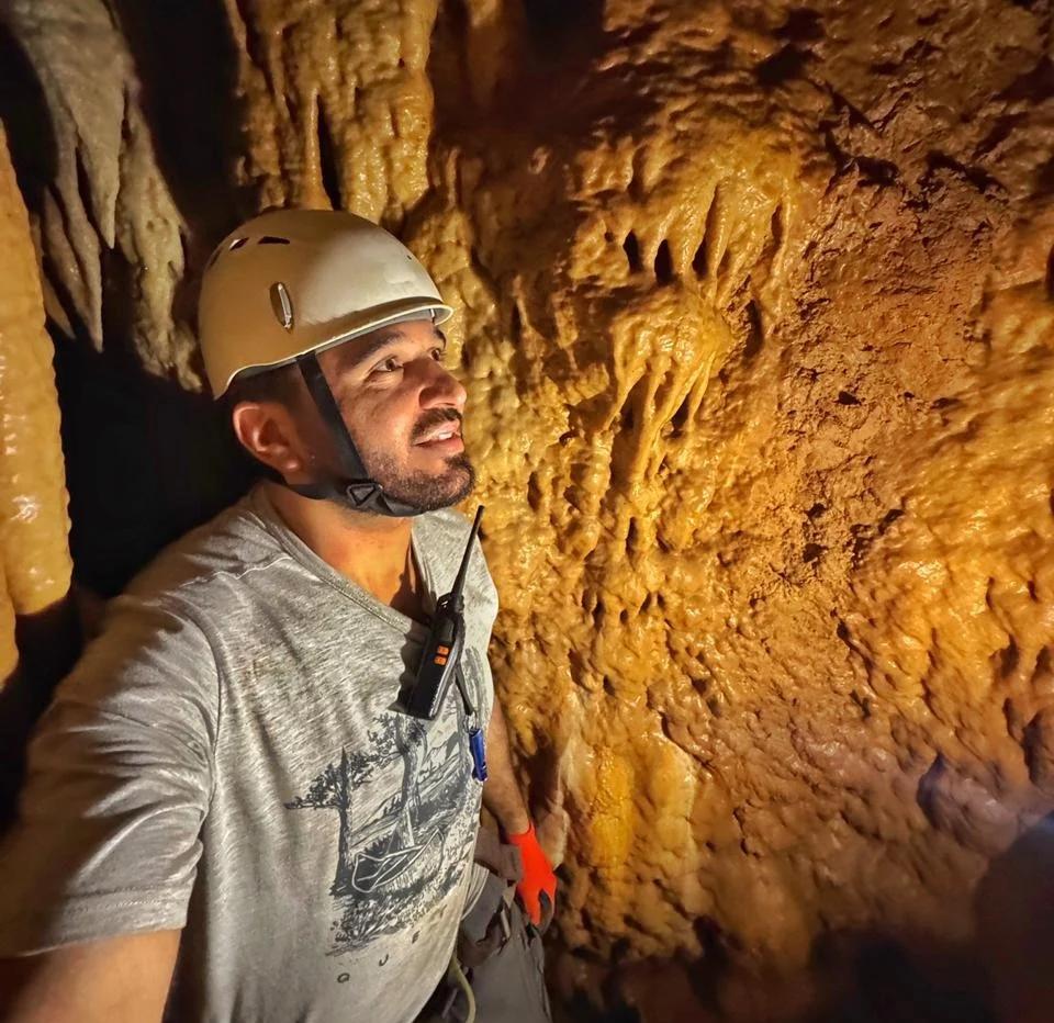 An amateur speleologist from Iktashef Akkar admires the stalactites and stalagmites inside the newly discovered chasm in Tasheh, Akkar, northern Lebanon. (Image Credit: Abdelkader Abdelmajid) An amateur speleologist from Iktashef Akkar admires the stalactites and stalagmites inside the newly discovered chasm in Tasheh, Akkar, northern Lebanon. (Image Credit: Abdelkader Abdelmajid)