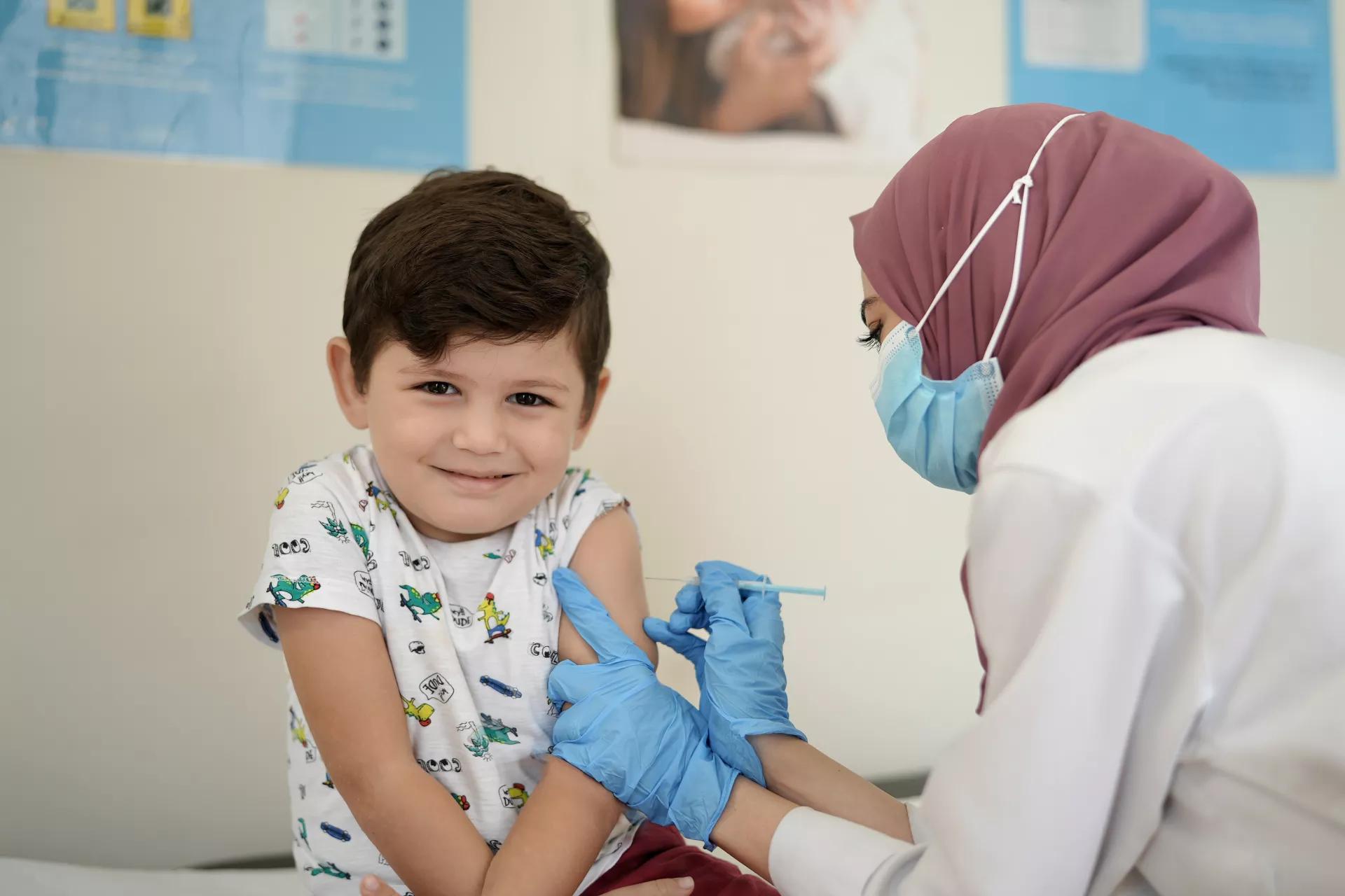 A child receiving a vaccine in Lebanon. (Image credit: UNICEF) A child receiving a vaccine in Lebanon. (Image credit: UNICEF)