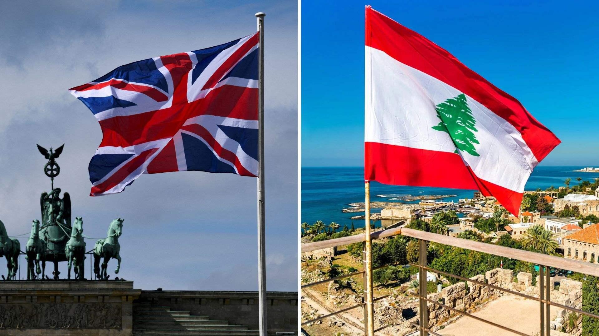 British and Lebanese flags British and Lebanese flags