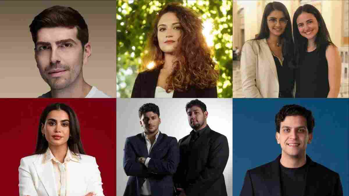oufic Braidy, Maya Nasr, Aya Mouallem, Maya Moussa, Youmna Khoury, Omar Bsaibes, Wafic Medawar, and Karim Hamdoun. (Photo credit: Official Forbes Middle East website)